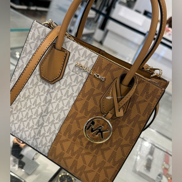Michael Kors Mercer Satchel Shoulder Crossbody Bag MK Deer Multi Colorblock - Picture 14 of 14
